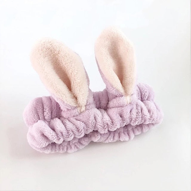 Cute Coral Fleece Rabbit Ears Elastic Headbands